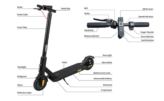 Màu đen chia sẻ Xe tay ga điện cỡ 8,5 &amp;#39;&amp;#39; với pin có thể tháo rời mạnh mẽ