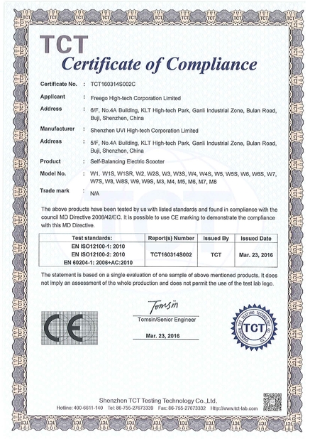 Trung Quốc Freego High-Tech Corporation Limited Co., Ltd. Chứng chỉ